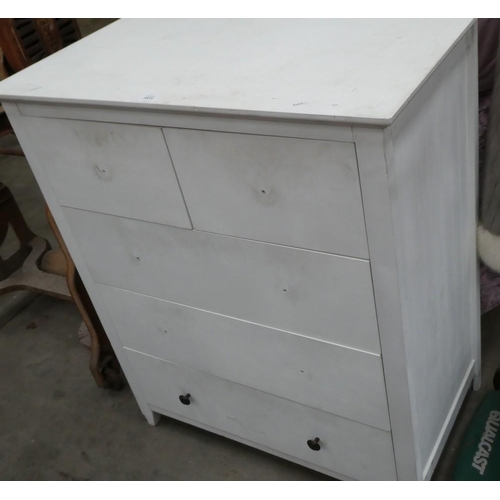 3573 - White Painted 2 Over 3 Drawer Chest A/F