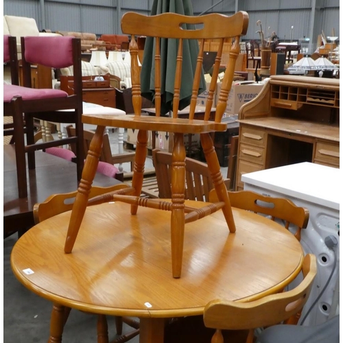 3580 - Oak Drop Leaf Dining Table & 4 Chairs