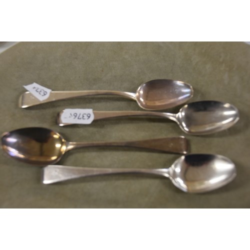 2249 - Four Georgian Sheffield Silver Teaspoons, 2.1oz troy.