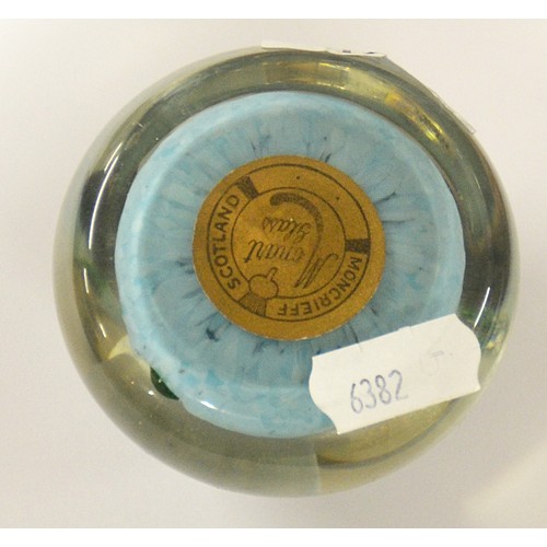 1232 - Monart Glass Paperweight, Original Label.