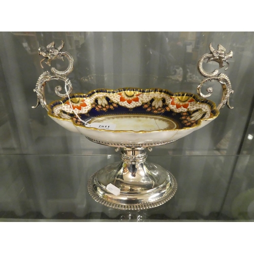 Antique Silverplated Walker & Hall Table Centrepiece with Dragon Handles.