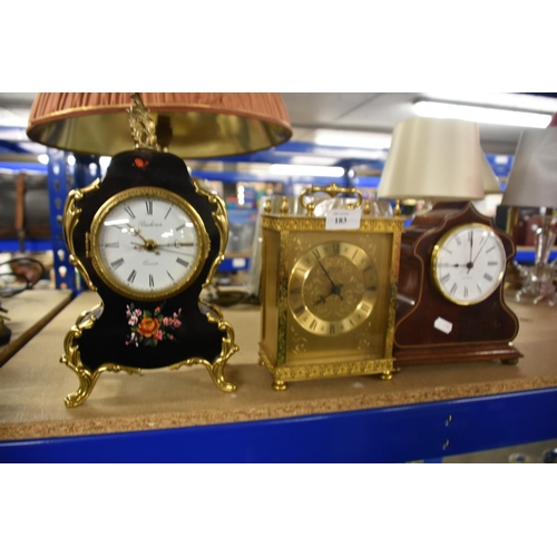 183 - 3 Decorative Mantel Clocks