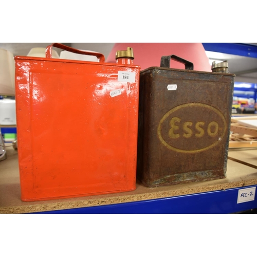 184 - Red Petrol Can with Brass Top & Early Esso Can