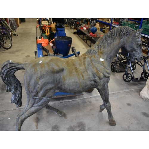 59 - Large Cast Metal Ornamental Horse - 122cm tall x 140cm nose to tail.