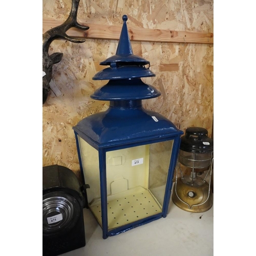 673 - Large Blue Painted Lamp Case