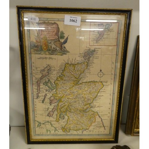 1062 - 1769 Map of Scotland by T Bowen, approx 22 x 32cm.