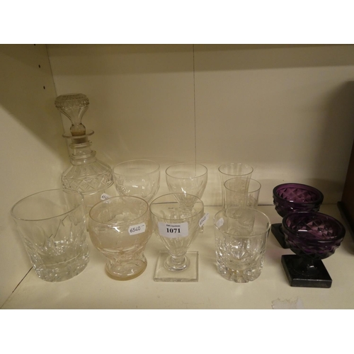 1071 - Assorted Antique Drinking Glasses & Small Decanter.