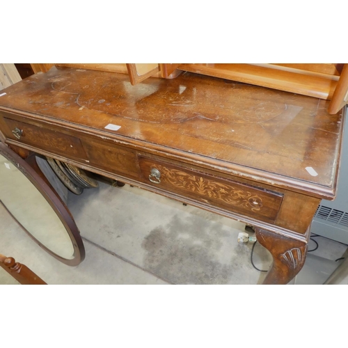 3360 - Mahogany Inlaid Side Table with 2 Drawers