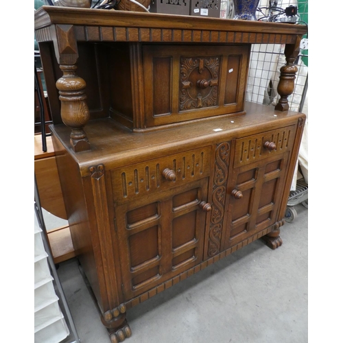 3384 - Vintage Oak Court Cupboard