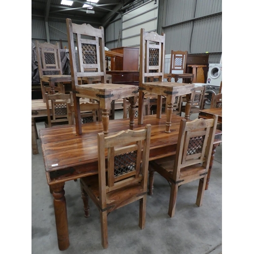 3485 - Hardwood Dining Table with 6 Matching Chairs Approx. 178x90cm