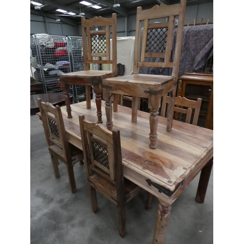 3486 - Hardwood Dining Table with 6 Matching Chairs Approx. 178x90cm