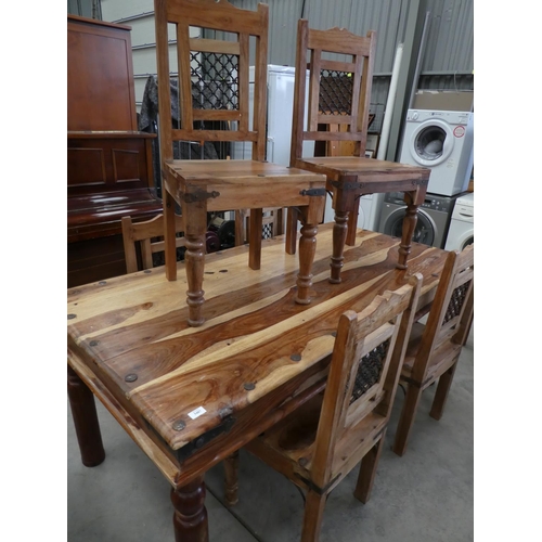 3487 - Hardwood Dining Table with 6 Matching Chairs Approx. 178x90cm