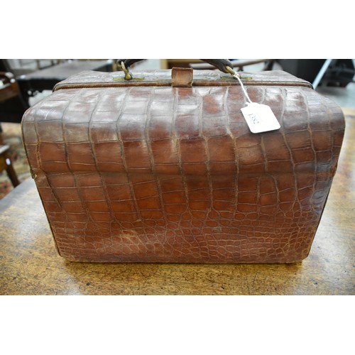 1382 - Large Crocodile Skin Gladstone Style Dressing Case.