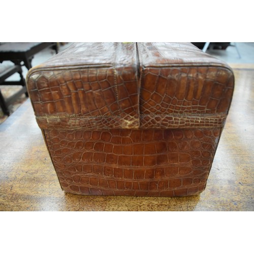 1382 - Large Crocodile Skin Gladstone Style Dressing Case.