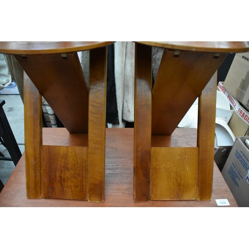 3219 - Pair of Vintage Suzy Stools by Adrian Reed / Princes Design Works - Folding Stained Beech Stools