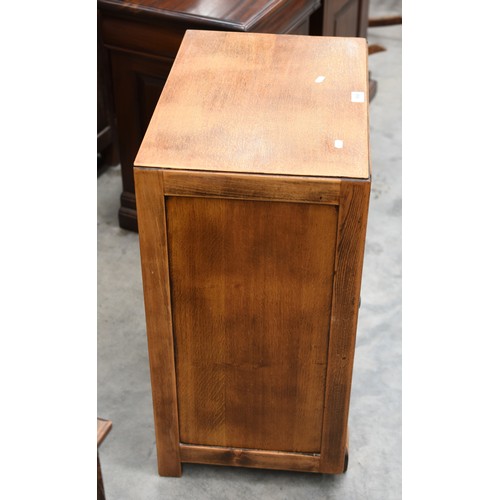 3313 - Oak Work Box and a 2 door Oak Cabinet