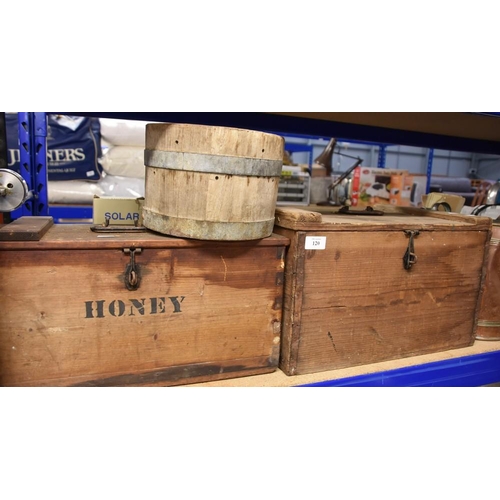 120 - 2 Vintage Wooden Boxes and a Metal Bound Wooden Tub