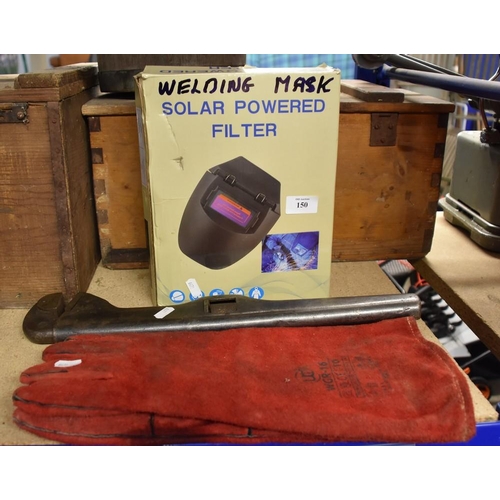 150 - Welding Mask, Gloves & Large Adjustable Wrench