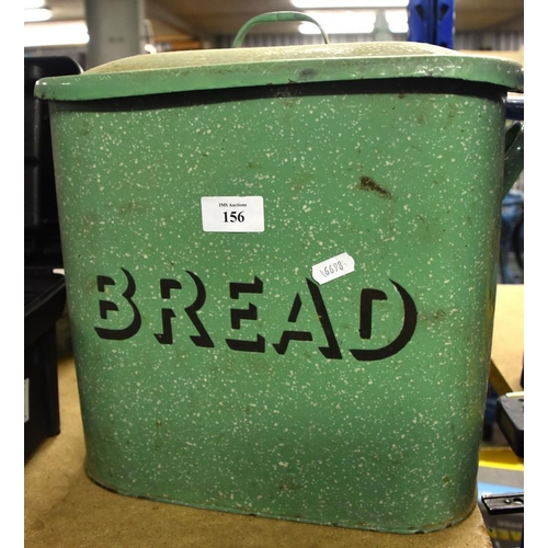 156 - Vintage Green Enamel Bread Bin