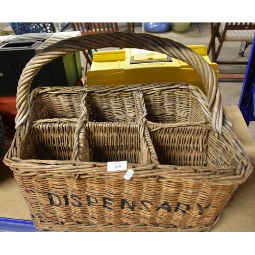 166 - Vintage Basket Marked H.M Govt., Dispensary