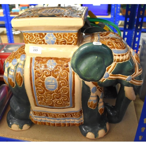 215 - Pottery Elephant Stool