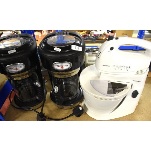 218 - 2 Russell Hobbs Coffee Makers and a Silvercrest Food Mixer