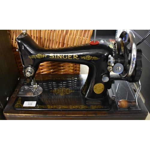 222 - Vintage Hand Cranked Singer Sewing Machine