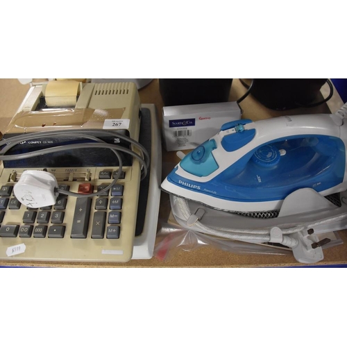 267 - Steam Iron, Scales, Adding Machine