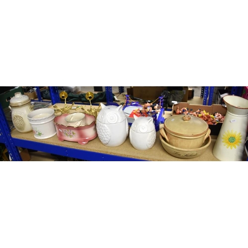 306 - Pottery Planters, Biscuit Barrels, Ovenware etc