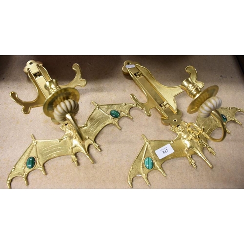 347 - Pair of Brass Candle Sconces