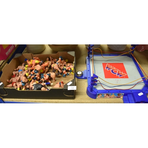 348 - Toy Wrestling Ring and a Box of Wrestling Figures