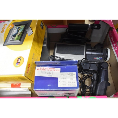 349 - Box Olympus Video Camera & Accessories, Digital Photo Frame etc