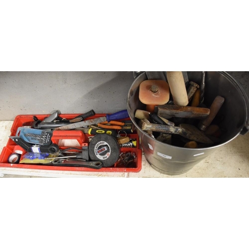 36 - Large Quantity of Hand Tools, Stainless Steel Bucket etc