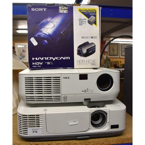 376 - 2 NEC NP-115 Projectors and a Sony Handycam