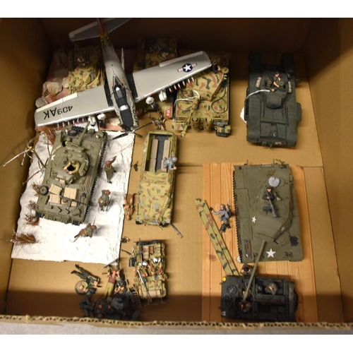 407 - Box Painted Military Models, Tanks, Fighter Planes, Soldiers etc