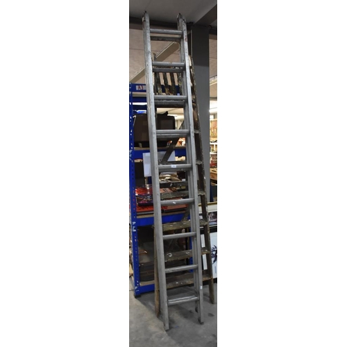 416 - Wooden Step Ladder and Extending Aluminium Ladder