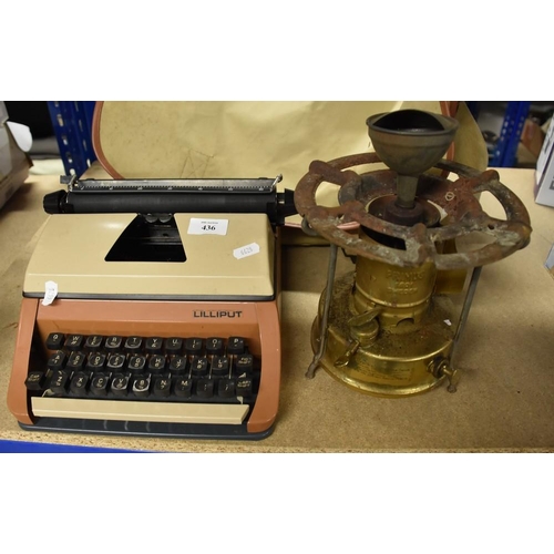 436 - Lilliput Typewriter and a Vintage Primus Stove