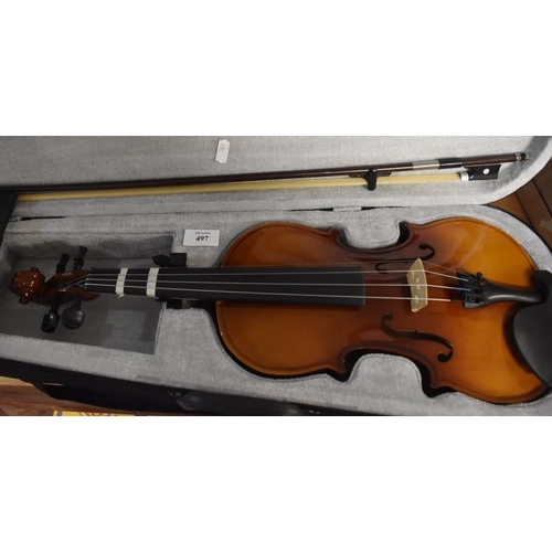 497 - Violin & Bow with Carry Case