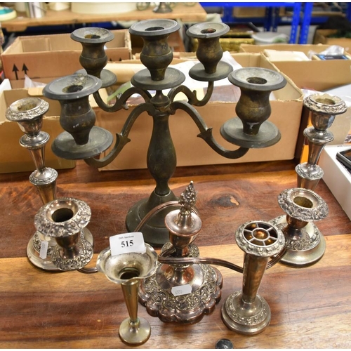 515 - Pair Of Candlesticks & 2 Candelabra