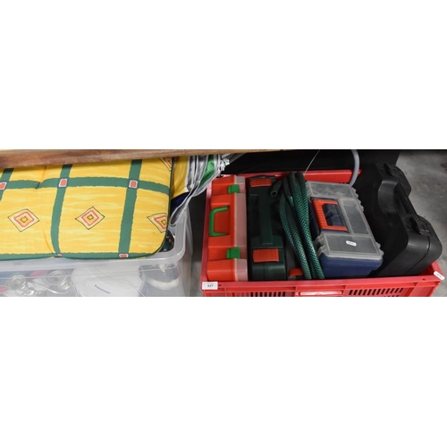 537 - 2 Boxes - Garden Hose, Tool Boxes, Lustre Jug etc