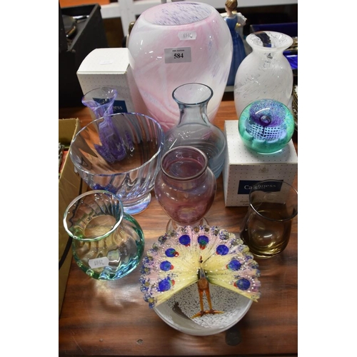 584 - Assorted Caithness Glass Vases & Paperweights