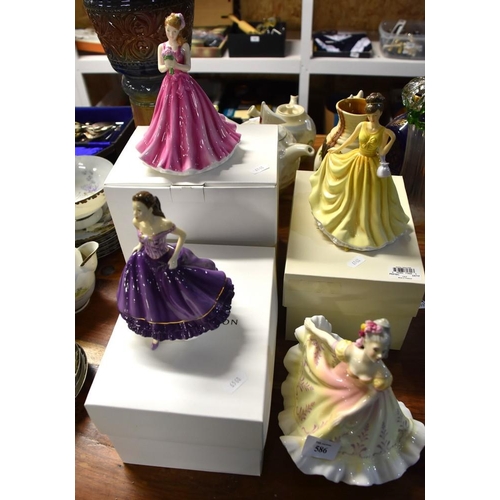 586 - 4 Royal Doulton Figures- Lily, Natalie, Ninette and Peony