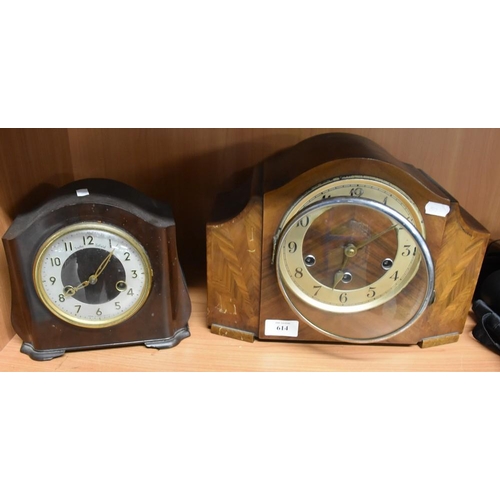 614 - Mahogany & Bakelite Mantel Clocks