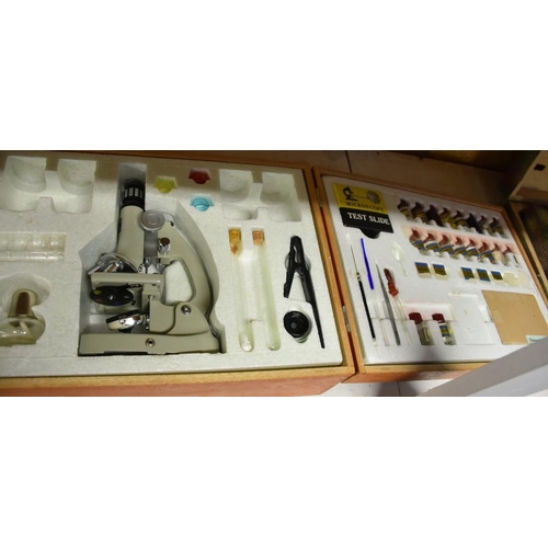 643 - Microscope & Samples In Wooden Case