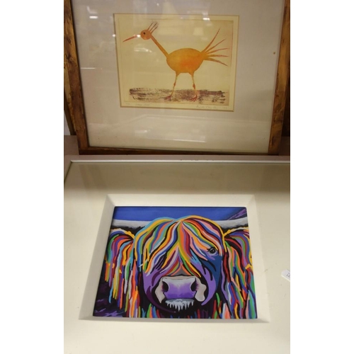 649 - 2 Prints -Highland Cow & Bird