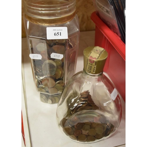 651 - 2 Jars of Assorted Coins