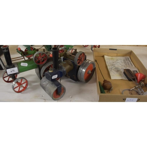 675 - 2 Mamod Steam Engines & Box Spare Parts