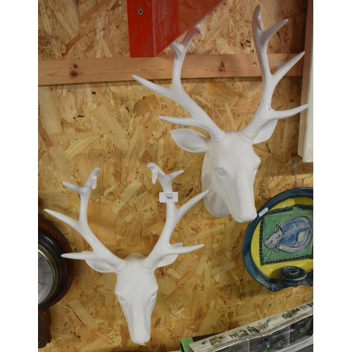 703 - 2 Composite Stag Head Wall Hangings