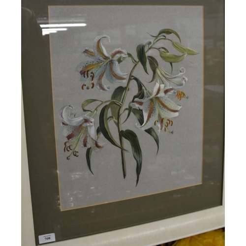 708 - Watercolour - Floral Still Life signed ETH 1959