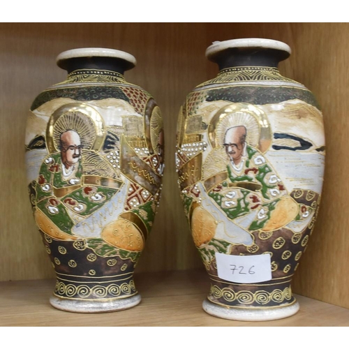 726 - Pair Of Japanese Satsuma Vases